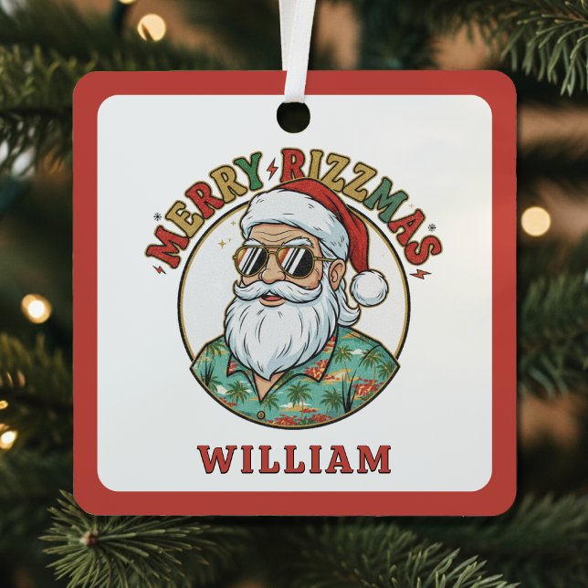 Merry Rizzmas Santa Claus in Sunglasses Funny Xmas Metal Tree Decoration (Merry Rizzmas Santa Claus in Sunglasses Funny Xmas Metal Ornament
)
