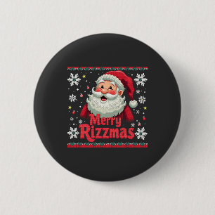 Merry Rizzmas Santa Rizz Funny Christmas Rizzler 6 Cm Round Badge