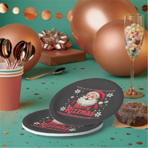 Merry Rizzmas Santa Rizz Funny Christmas Rizzler  Paper Plate
