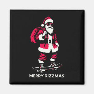 Merry Rizzmas Santa Skating Teens Kids Funny Chris Magnet