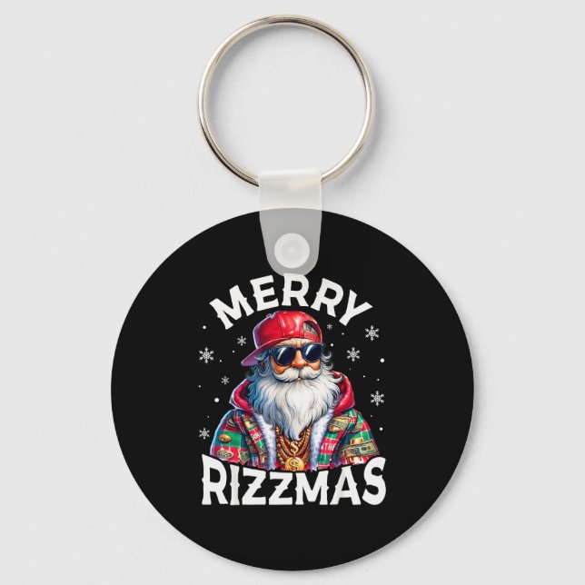 Merry Rizzmas Santa Sungles Pajamas Holiday Christ Key Ring (Front)