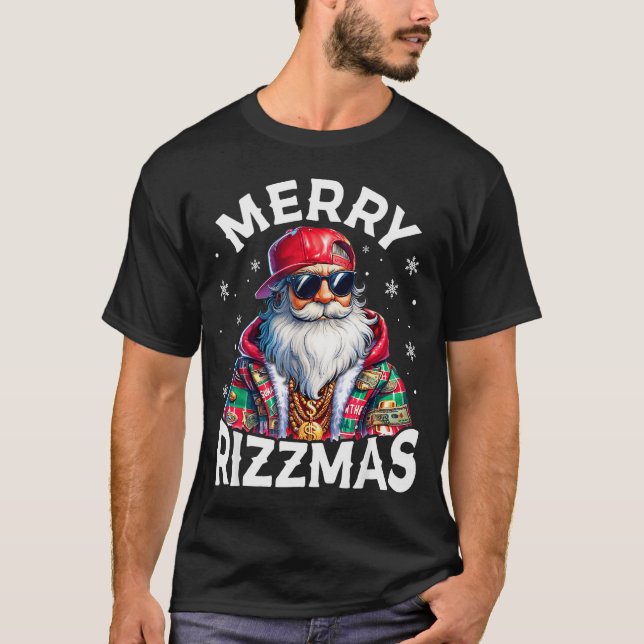 Merry Rizzmas Santa Sungles Pajamas Holiday Christ T-Shirt (Front)