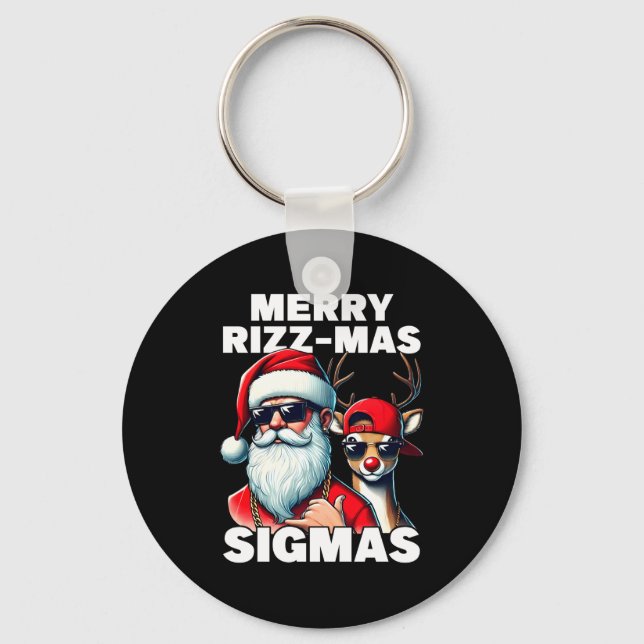Merry Rizzmas Sigmas Gen Alpha Funny Christmas San Key Ring (Front)