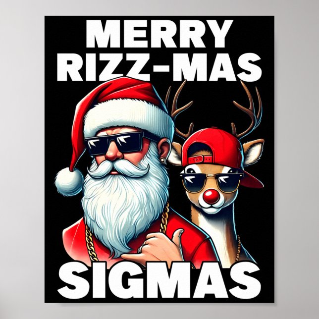 Merry Rizzmas Sigmas Gen Alpha Funny Christmas San Poster (Front)