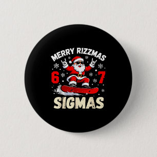 Merry Rizzmas Sigmas Santa 67 Six Seven 6 Cm Round Badge