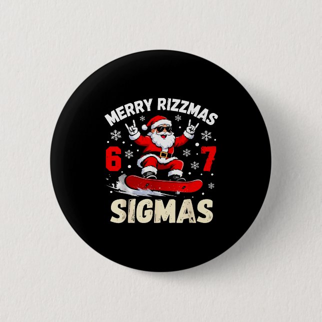 Merry Rizzmas Sigmas Santa 67 Six Seven  6 Cm Round Badge (Front)