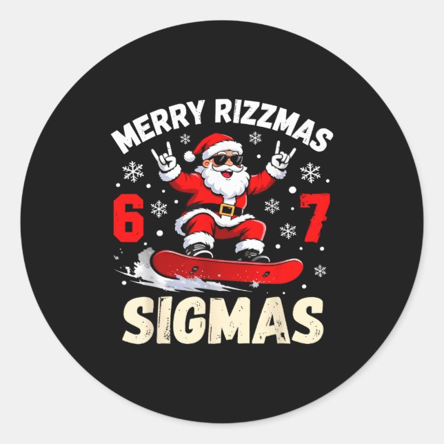 Merry Rizzmas Sigmas Santa 67 Six Seven  Classic Round Sticker (Front)