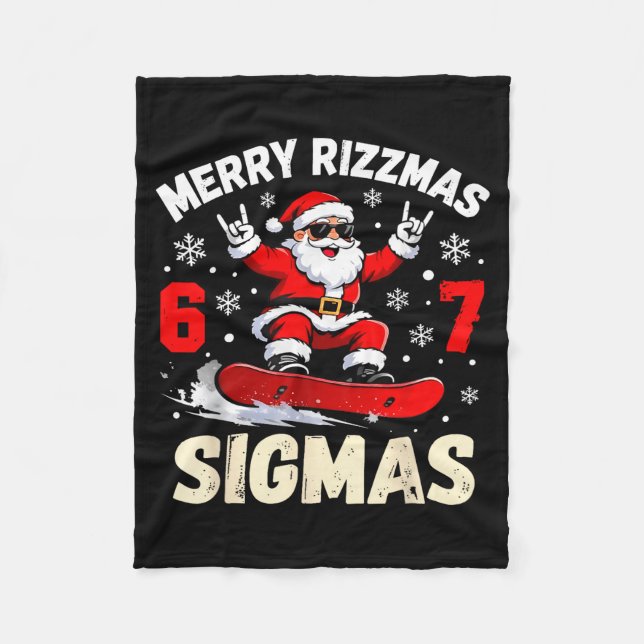 Merry Rizzmas Sigmas Santa 67 Six Seven  Fleece Blanket (Front)