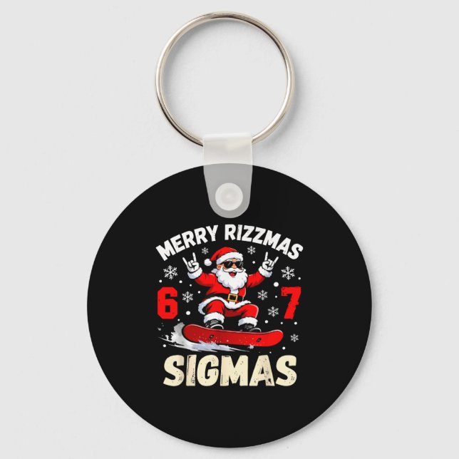 Merry Rizzmas Sigmas Santa 67 Six Seven  Key Ring (Front)
