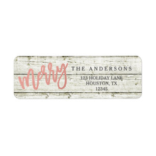 Merry Rose Gold Rustic Glam Wood Holiday Labels