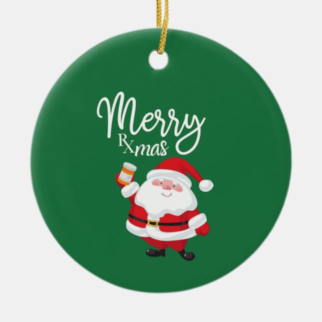 Merry Rx-mas Ceramic Tree Decoration (Front)