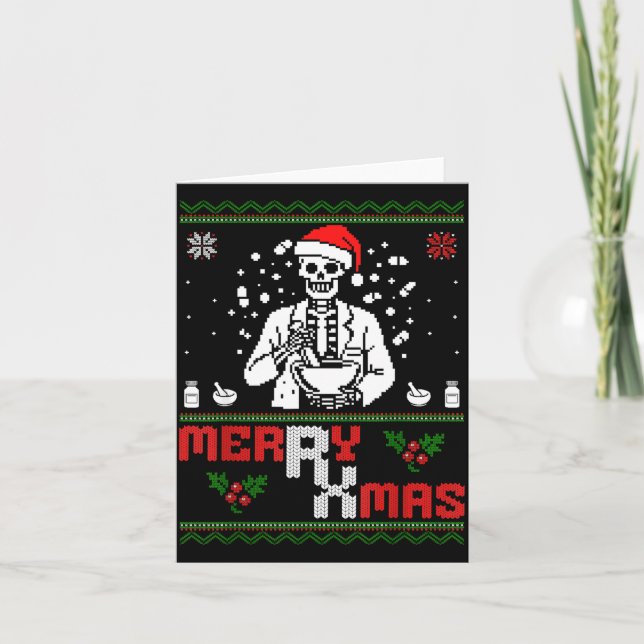 Merry Rx Mas Skeleton Pharmacist Pharmacy Tech Ugl Card (Front)