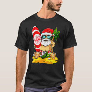 Merry Santa Christmas In July Hawaiian Xmas T-Shirt