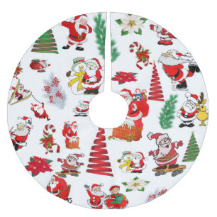 Merry Santa Claus Brushed Polyester Tree Skirt