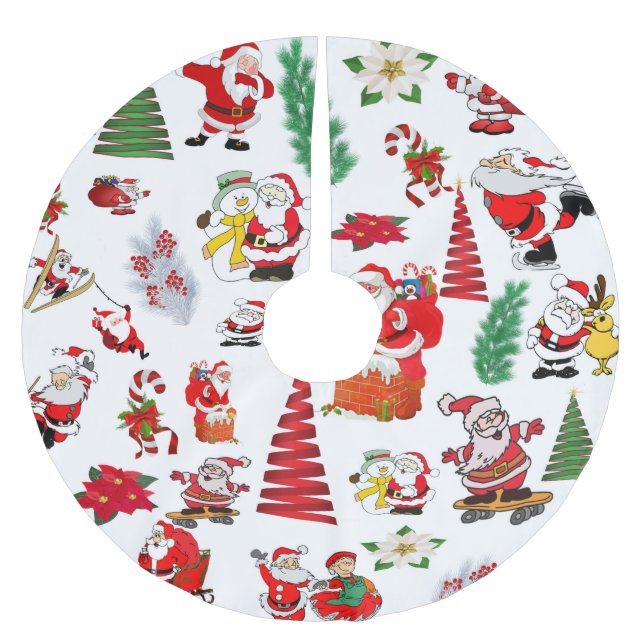 Merry Santa Claus Brushed Polyester Tree Skirt (Front)