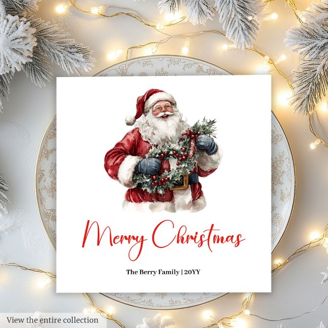 Merry Santa Claus Custom Editable Christmas Napkin (Merry Santa Claus Custom Editable Christmas Napkin)