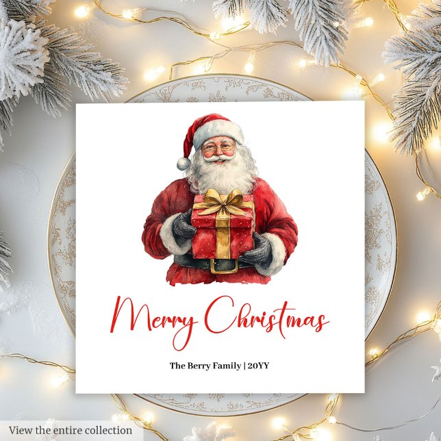Merry Santa Claus Rustic Custom Editable Napkins (Merry Santa Claus Rustic Custom Editable Napkin)