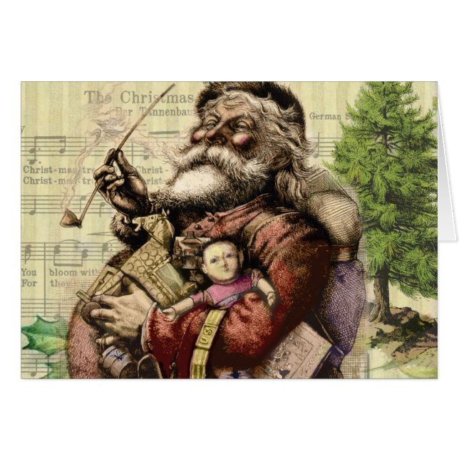 Merry Santa Claus Tree Classic Illustration (Front Horizontal)