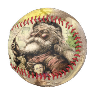 Merry Santa Claus Tree Classic Illustration Baseball
