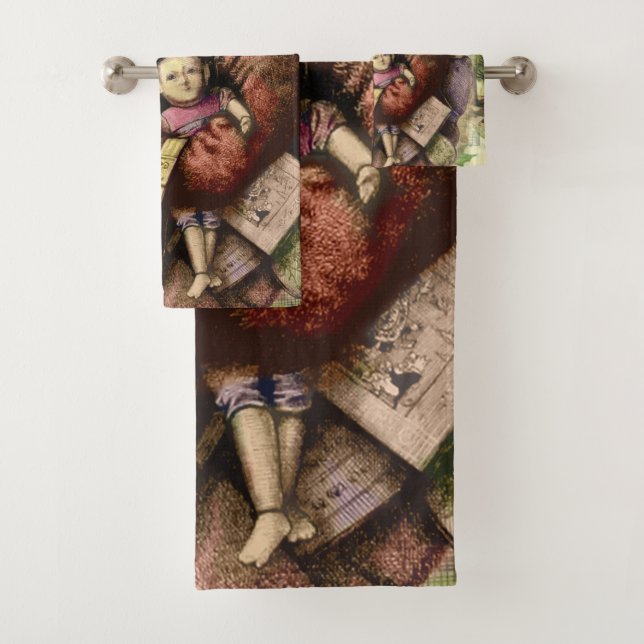 Merry Santa Claus Tree Classic Illustration Bath Towel Set (Insitu)