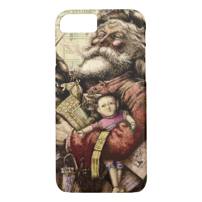 Merry Santa Claus Tree Classic Illustration Case-Mate iPhone Case (Back)