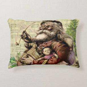 Merry Santa Claus Tree Classic Illustration Decorative Cushion