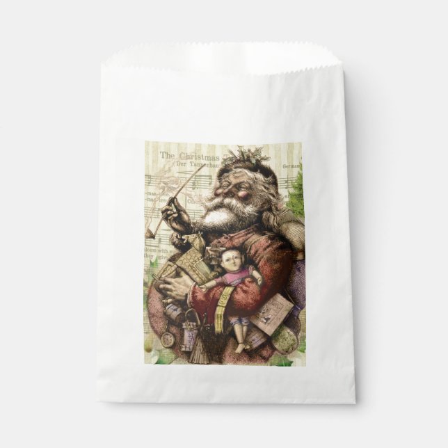 Merry Santa Claus Tree Classic Illustration Favour Bags (Front)