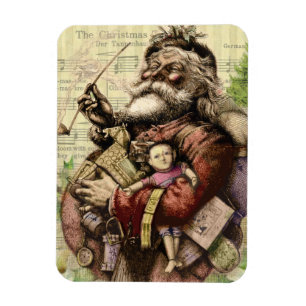 Merry Santa Claus Tree Classic Illustration Magnet