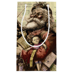 Merry Santa Claus Tree Classic Illustration Small Gift Bag