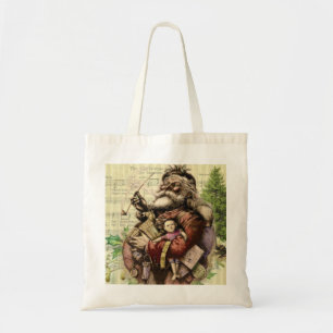 Merry Santa Claus Tree Classic Illustration Tote Bag
