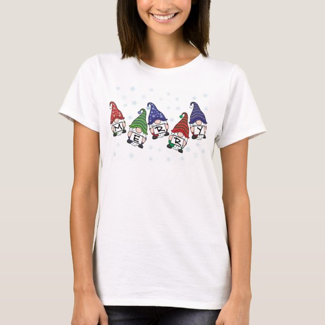 Merry Scattered Gnomes T-Shirt (Front)