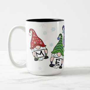 Merry Scattered Gnomes Two-Tone Coffee Mug