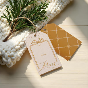 Merry Script Elegant Chic Christmas Bow To & From Gift Tags