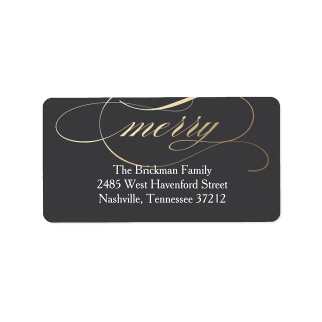 Merry Script Faux Foil Address Label (Front)