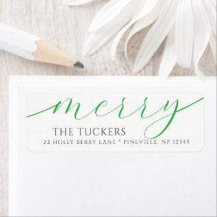 MERRY Script Festive Green Christmas Address