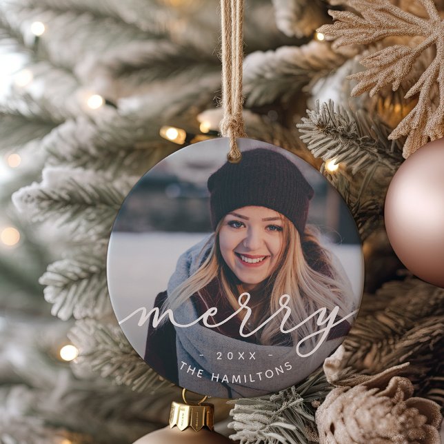 Merry Script | Photo Ceramic Tree Decoration (Creator Uploaded)