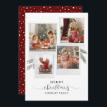 Merry Script Photo Collage Christmas Collage Holiday Card<br><div class="desc">Featuring a 4 photo collage and a modern Merry christmas script typography you can easily change to add your family name and photos. An elegant design to send to friends and family this Holiday season.</div>