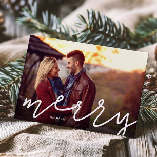Merry Script Photo Overlay Holiday Card
