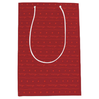 Merry Script Red Gift Bag for the Holidays