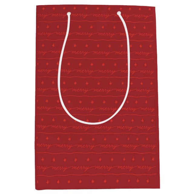 Merry Script Red Gift Bag for the Holidays (Front)