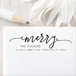 MERRY Script Simple Christmas Return Address