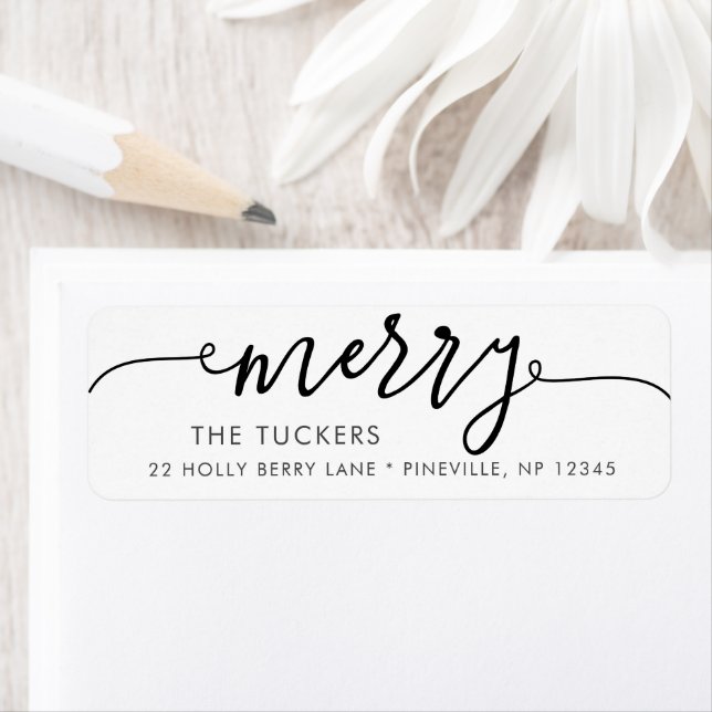 MERRY Script Simple Christmas Return Address (Insitu)