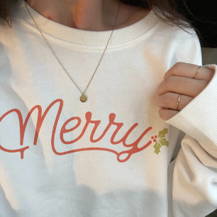 Merry Script Typography Minimalist Christmas Sweatshirt