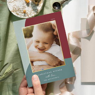 Merry Shades   Vertical Photo Foil Holiday Card