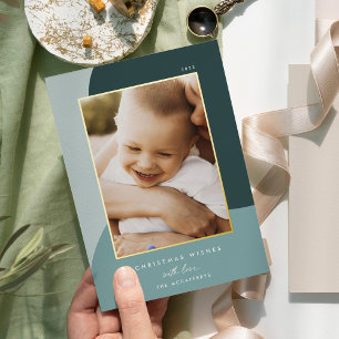 Merry Shades Vertical Photo Foil Holiday Card