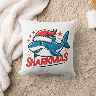 Merry Sharkmas, Christmas Shark, Funny Shark Xmas Cushion