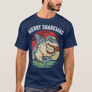MERRY SHARKMAS Funny Christmas Great White Shark S T-Shirt