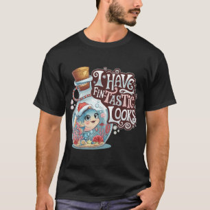 Merry Sharkmas Funny Shark Santa Claus Candy Cane T-Shirt