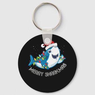 Merry Sharkmas Santa Christmas Sharks Lover Gift Key Ring