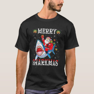 Merry Sharkmas Santa Ride Shark Ugly Christmas Lig T-Shirt